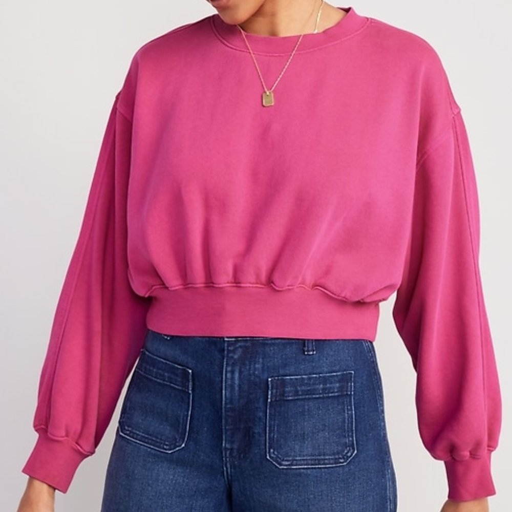 Cozy Oversized Cropped Fleece lined Sweatshirt